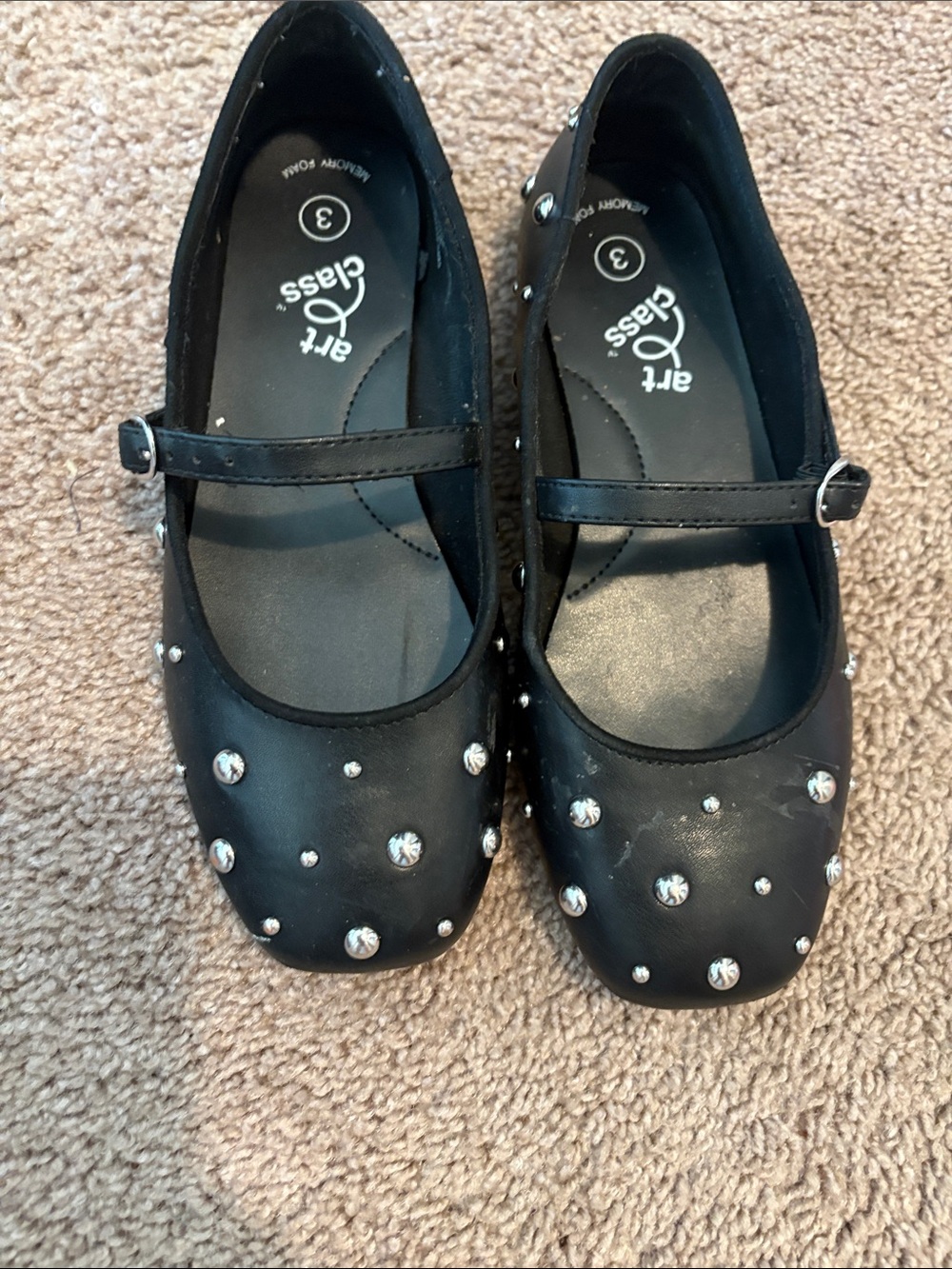 art class Black Mary Jane Flats with Silver Studs
